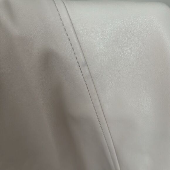 Banana Republic Factory Faux Leather A-Line Midi Skirt Cream Size 6P Petite - Picture 10 of 13